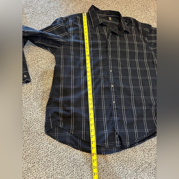 STRUCTURE XXL Navy White Plaid Woven Button Down Shirt R $65 - Picture 7 of 9